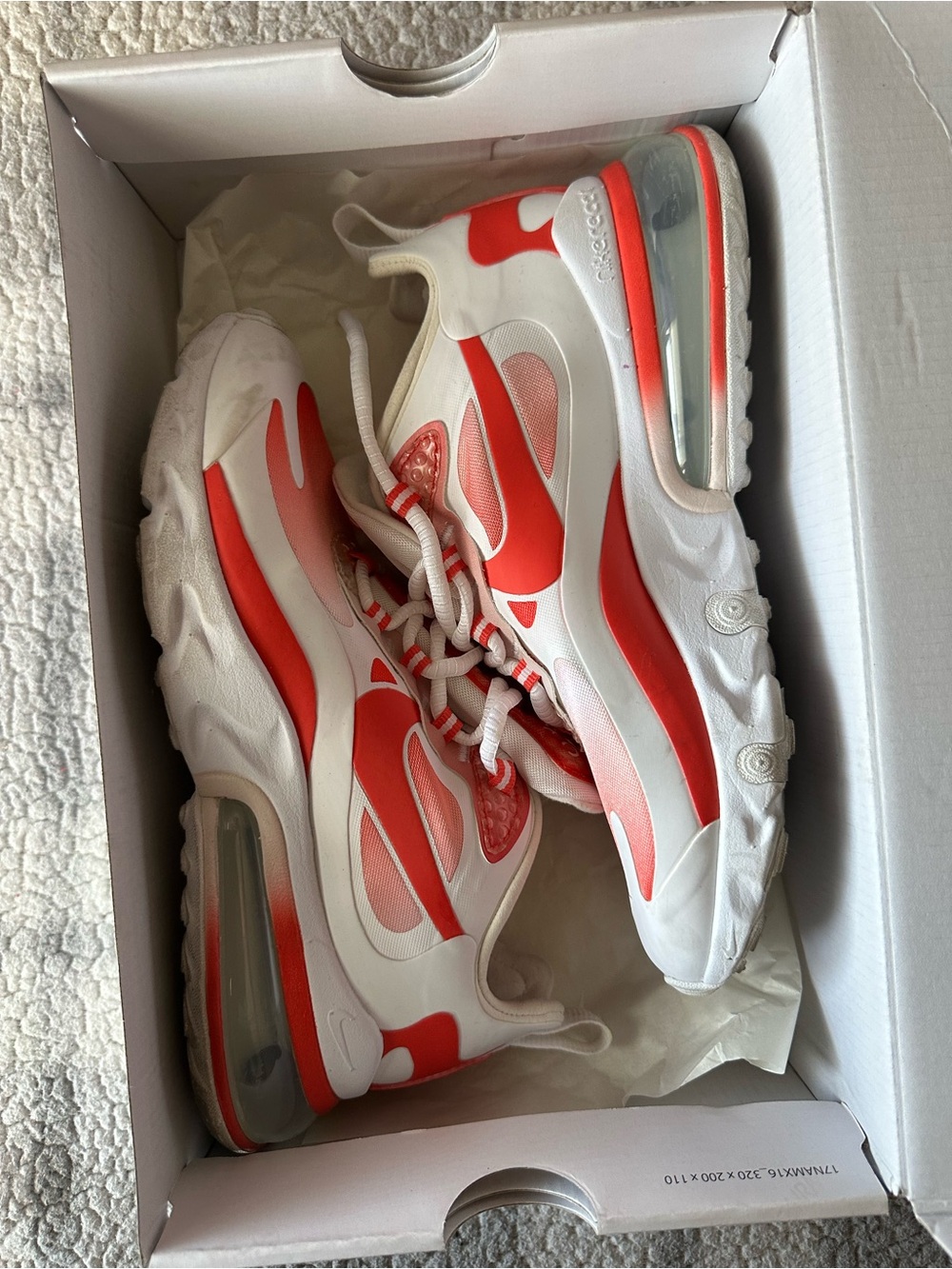 Nike White and Red Air Max React Low-Top Sneakers